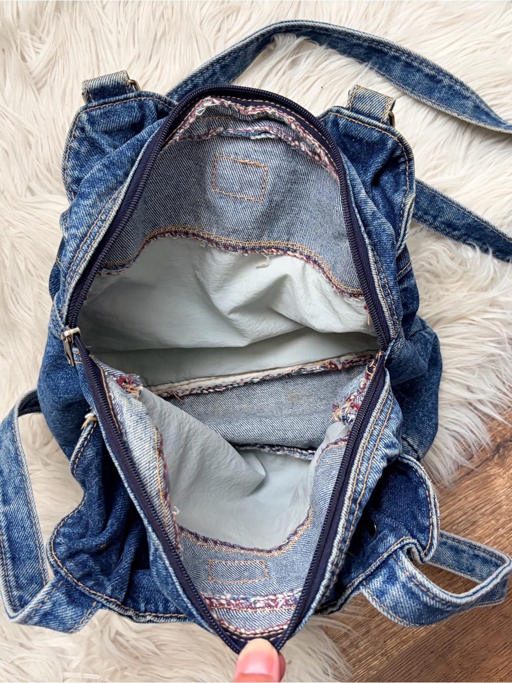 Denim Shoulder Bag - Blue Women's Tote - Picture 13 of 17